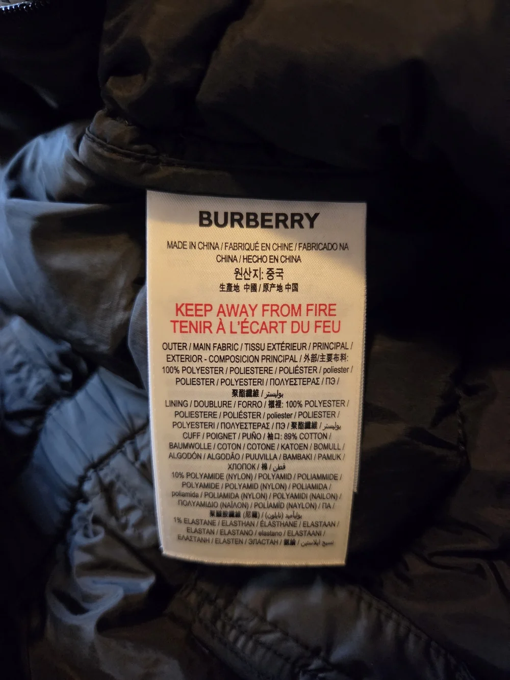 Burberry Black Puffer Baby One-Piece Snowsuit